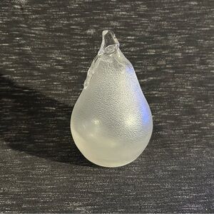 Vintage Satin/Frosted Glass Pear Shaped Hollow Paperweight 5”